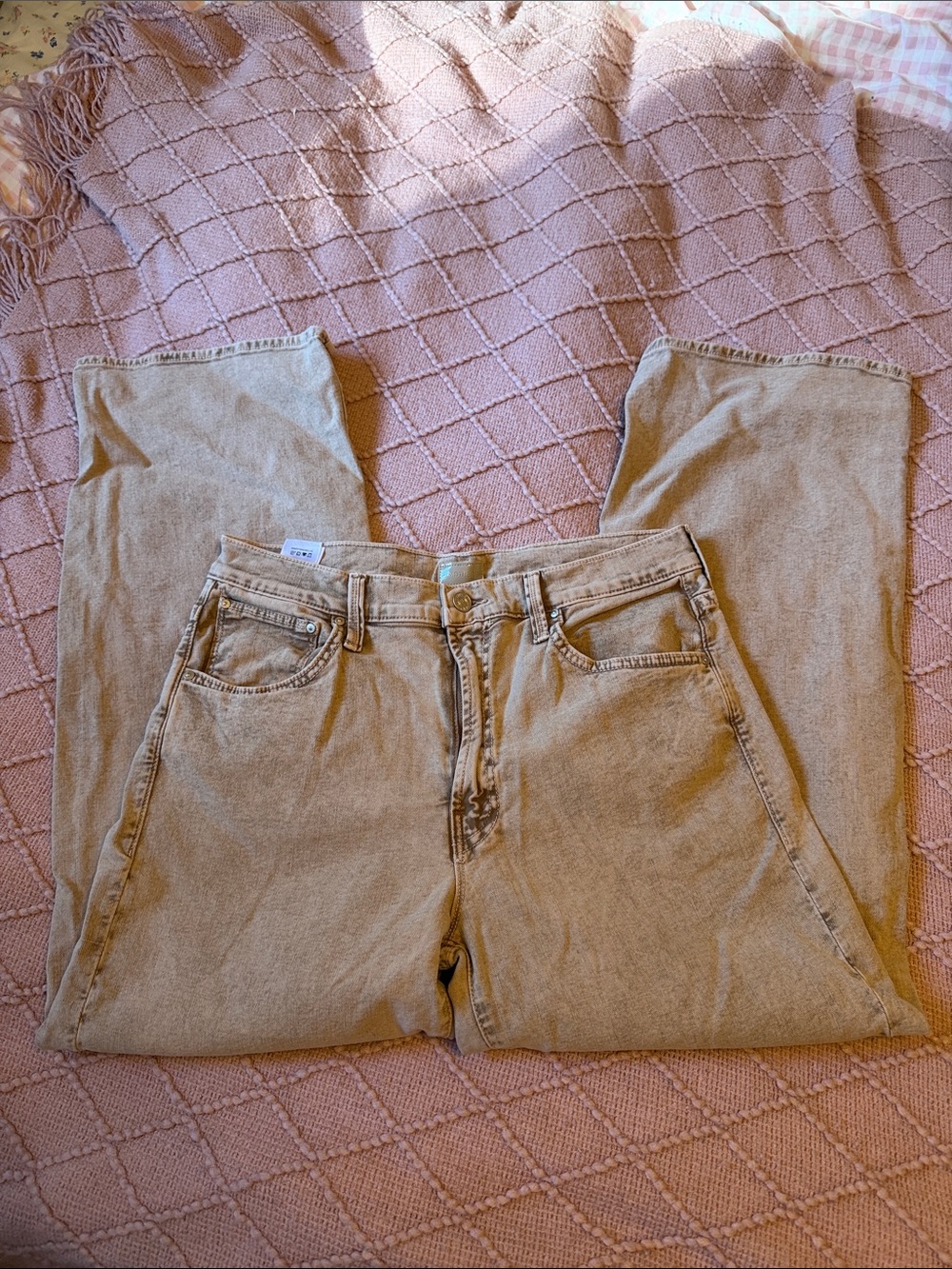 MOTHER Straight-Leg Jeans in Light Tan